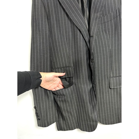 Tom Ford Charcoal Gray Pinstripe 52R Double Breasted Silk Wool Blazer 21BL4B - Picture 16 of 16